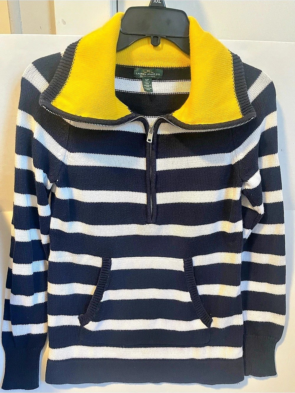 Lauren Jeans Co. Striped Quarter-Zip Sweater Size Small